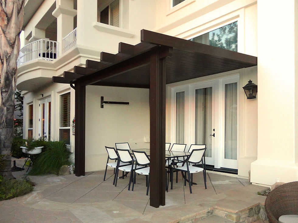 Dark Brown solid top, Attached patio