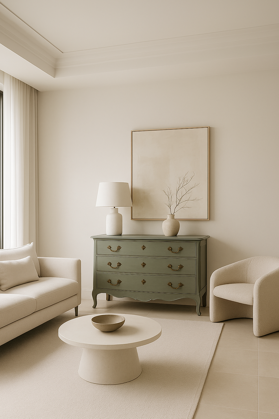 Illustration parfaite d'un meuble relooké et intégré à un nouvel intérieur.
