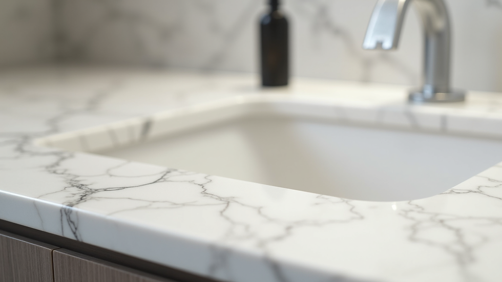 Encimera de mármol pulido con vetas naturales, ideal para espacios exclusivos y llamativos