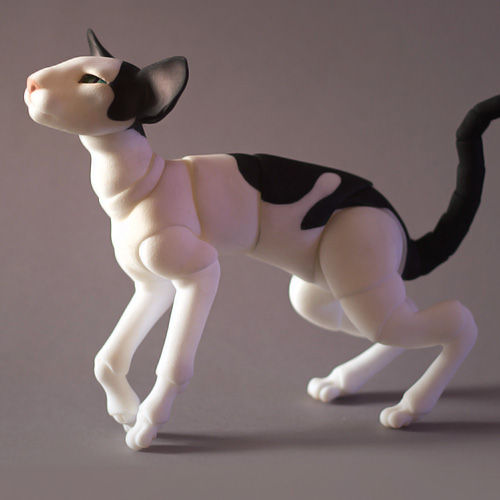 Thumbnail: Black&White Articulated Doll Cat in natural positions