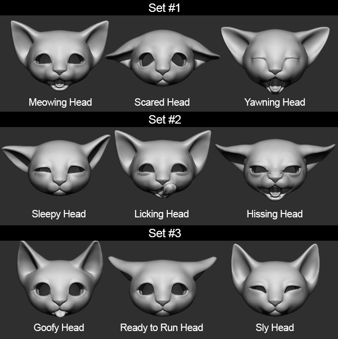 Thumbnail: Replaceable Cat Doll Heads | BJD Kitten Head Options