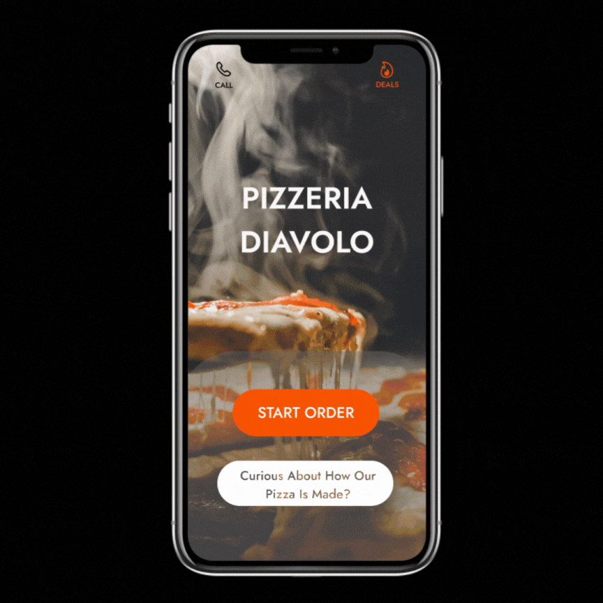 GIF of Pizzeria Diavolo's Ordering Application