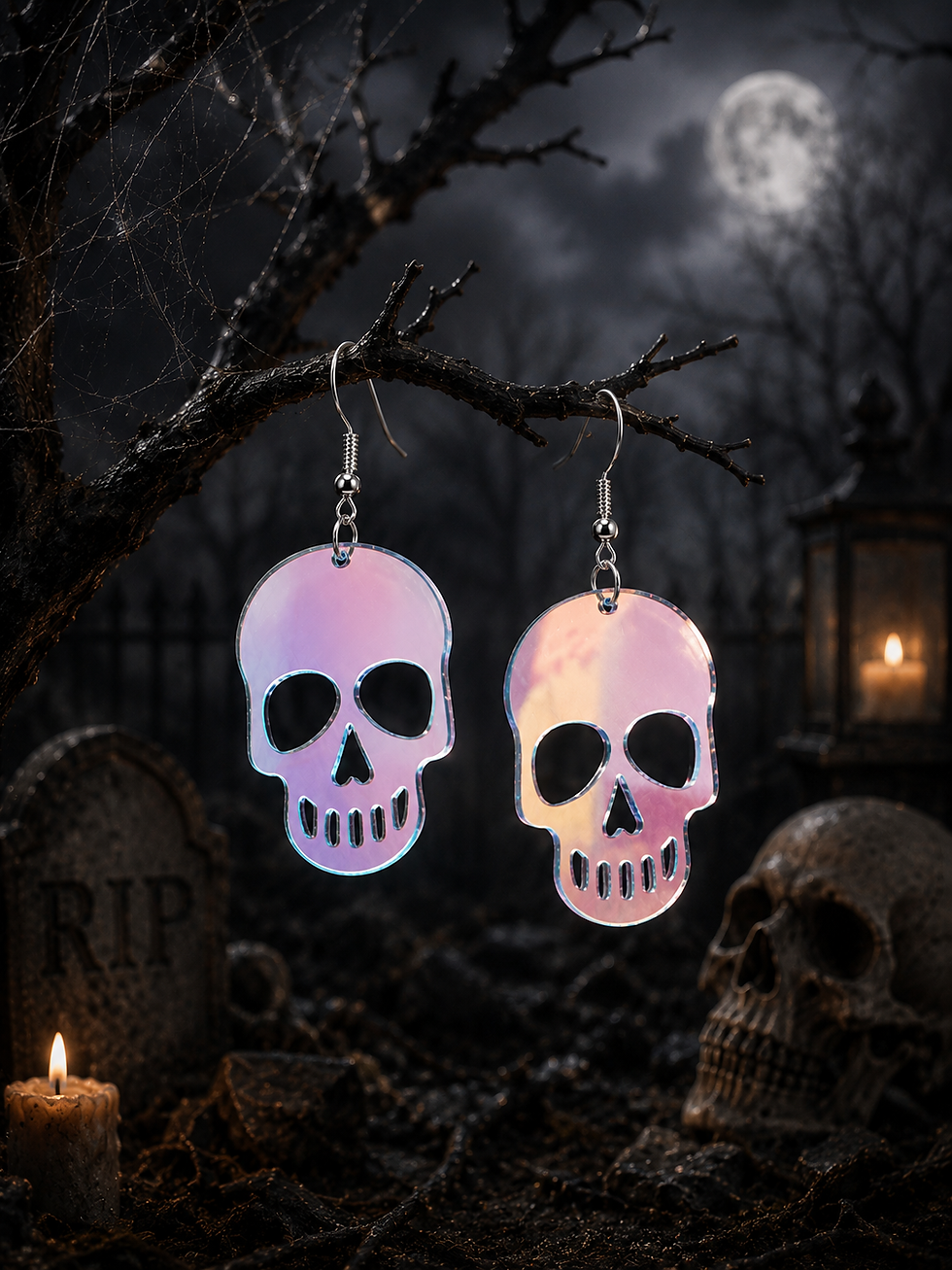 Iridescent Color Changing Skull Earrings
