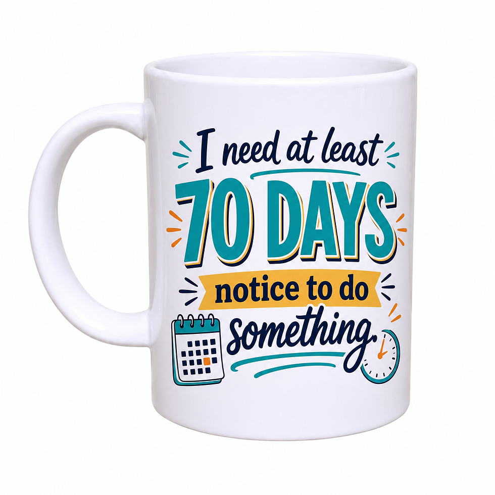 I Need At Least 70 Days Notice To Do Something Mug