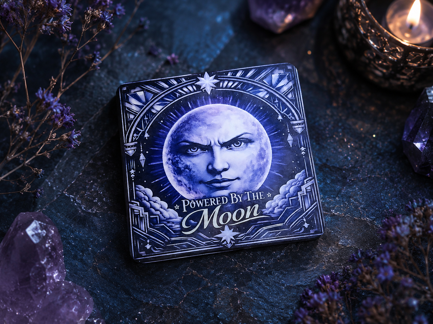 Powered By The Moon Witchy Magical Art Deco Style 2.5 in Fridge Magnet