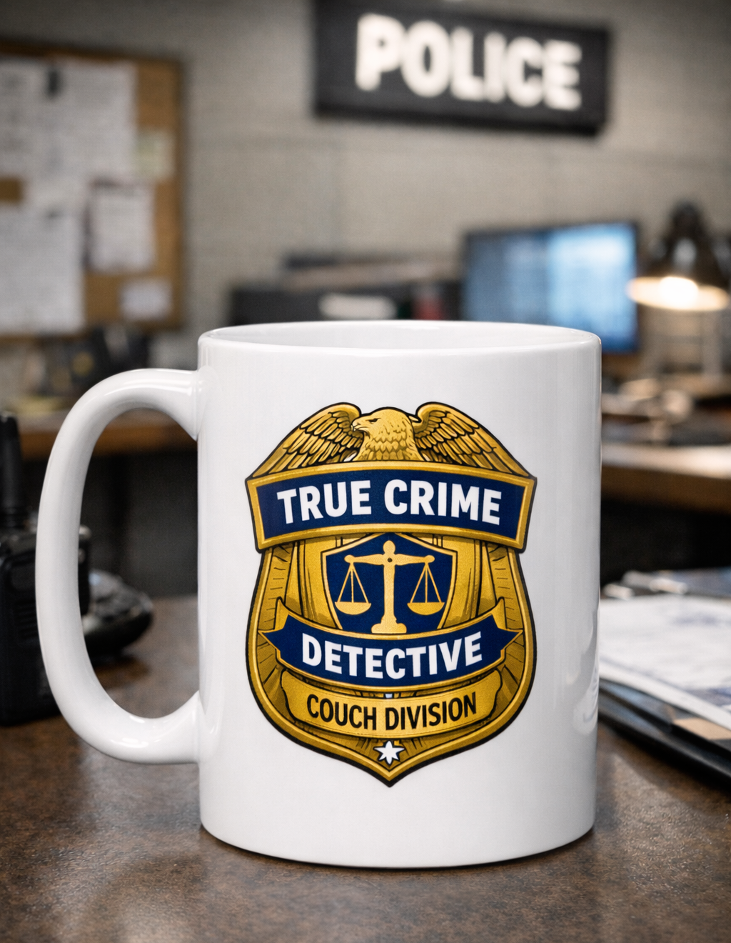 True Crime Detective Couch Division Coffee Mug