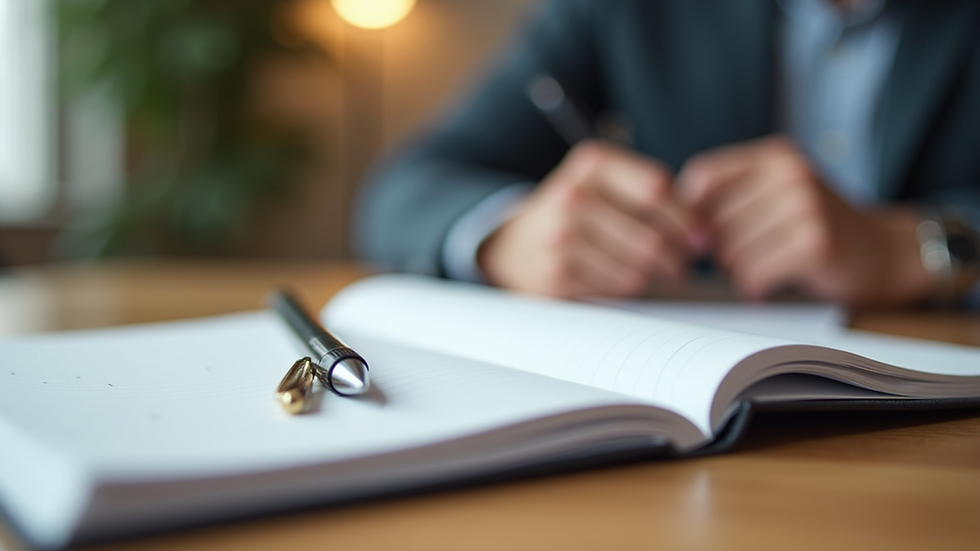 Close-up view of a notebook and pen on a table during an anger management session