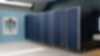 bathoroom stalls in dark blue