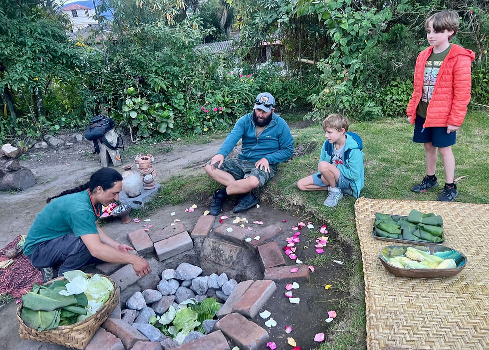 Pachamama cooking in Ecuador with kids