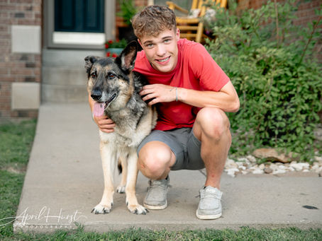 Reid's First Senior Session with his Four-Legged Friend