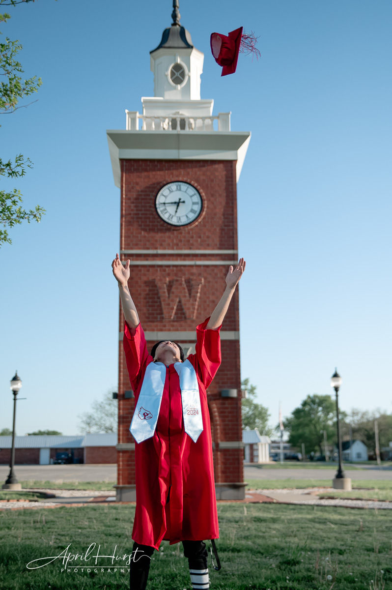 cap and gown photo session at Webb City High School