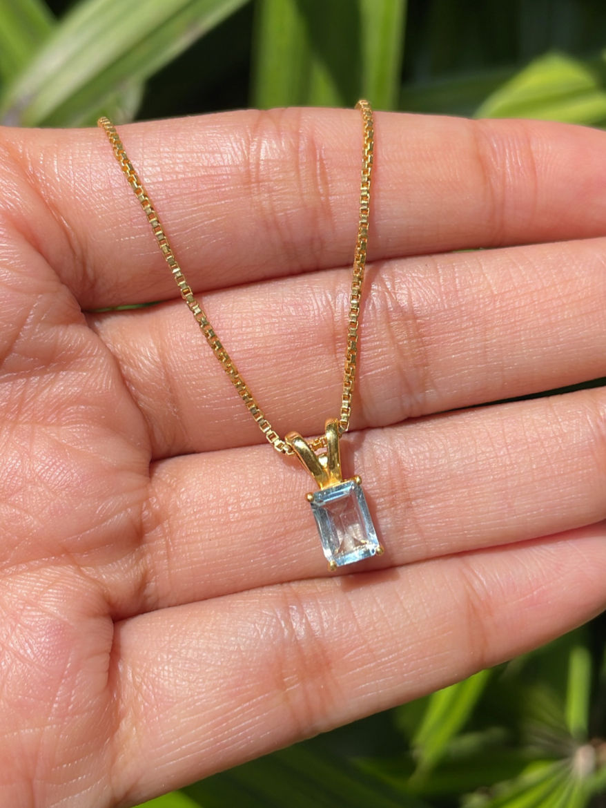 Thumbnail: Sterling silver blue topaz pendant by rhaya jewels