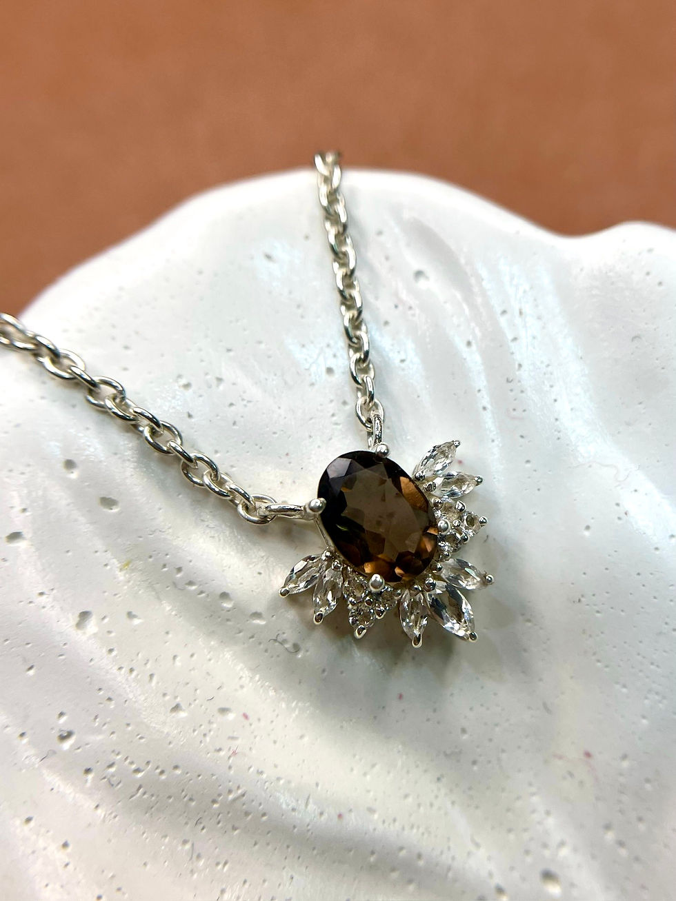 Sterling Silver Chain with Smoky Quartz Gem – Rhaya Jewels