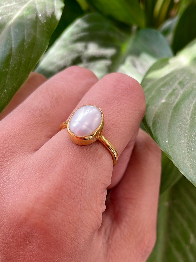 Thumbnail: Pearl Ring in Sterling Silver by Rhaya Jewels