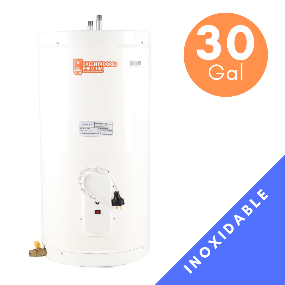Calentador de Agua Eléctrico de Acumulación Tanque de 30 Galones en Acero