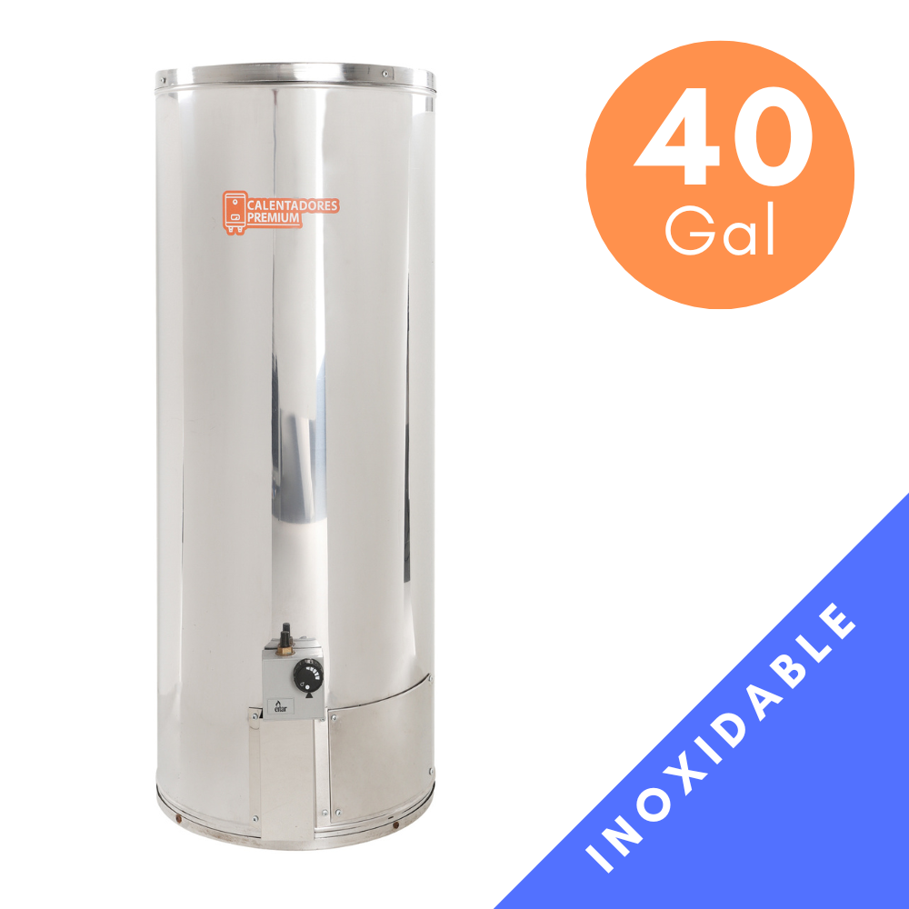 Calentador de Agua de Acero Inoxidable a Gas Industrial Acumulación 40 Galones