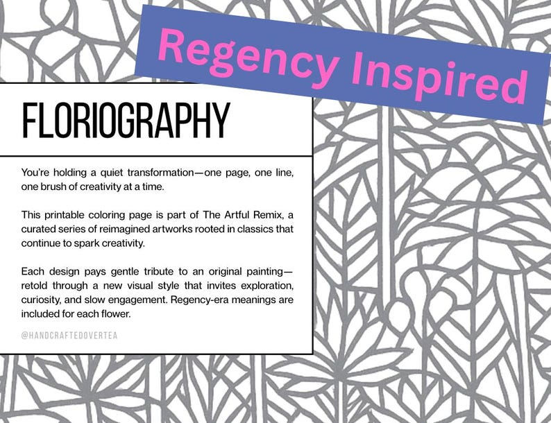 Coloring Book | Art Remix: The Language of Flowers, Regency Inspired