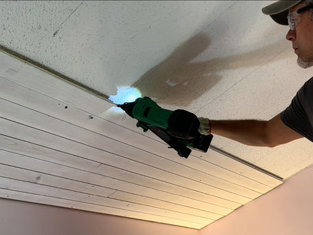 installing a tongue and groove wood ceiling