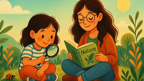 Criança aprendendo "sobre e com a natureza".