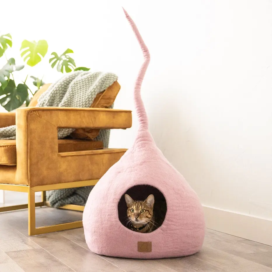 Thumbnail: Deluxe Handcrafted Felt Cat Cave with Tail