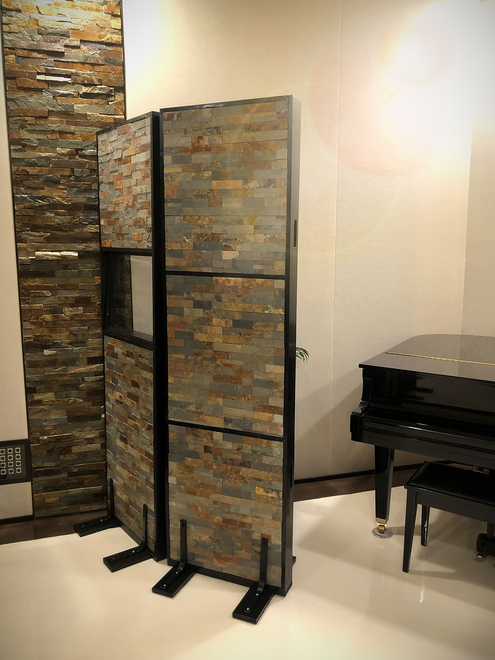 Gobos around onsite Yamaha GA1Piano located at SongTrack Studios