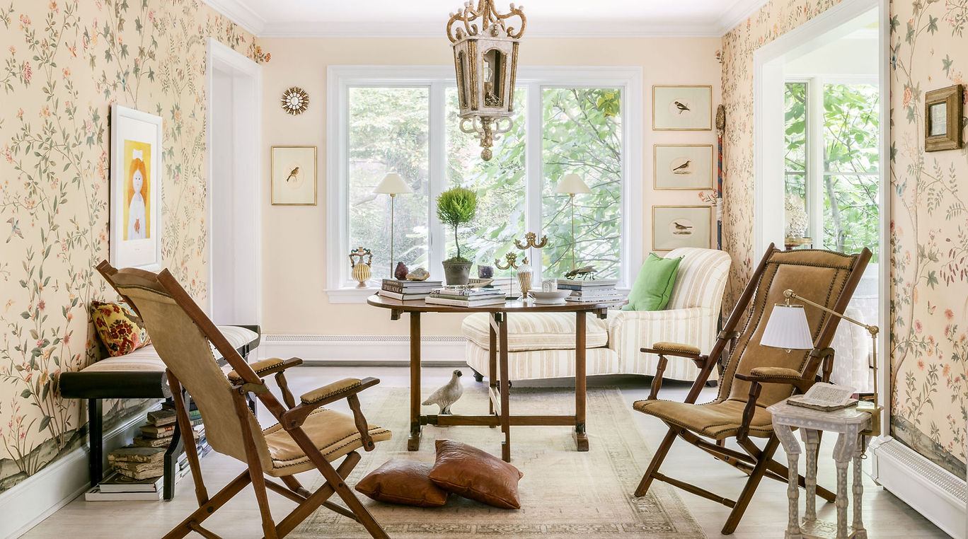 Reading Room with Chinoserie Wallpaper