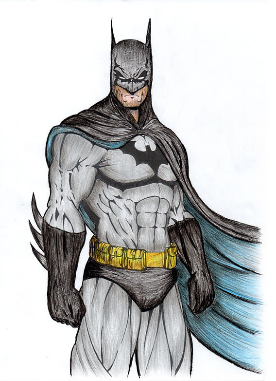 batman drawing with colour pencil