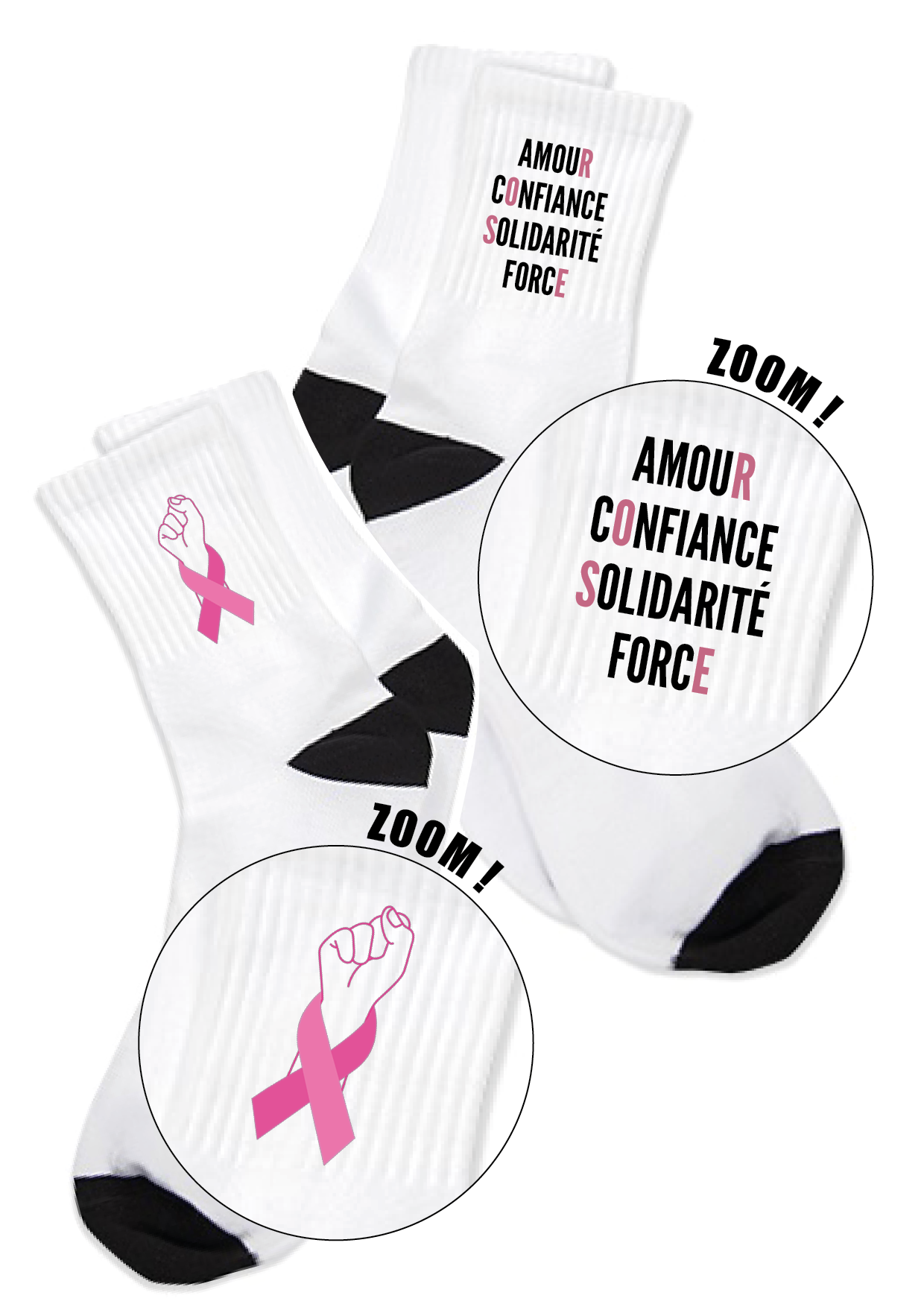 CHAUSSETTES Dépareillées "Octobre Rose !"