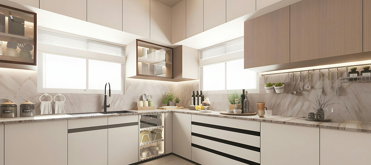 Luxury white kitchen cabinets and island design