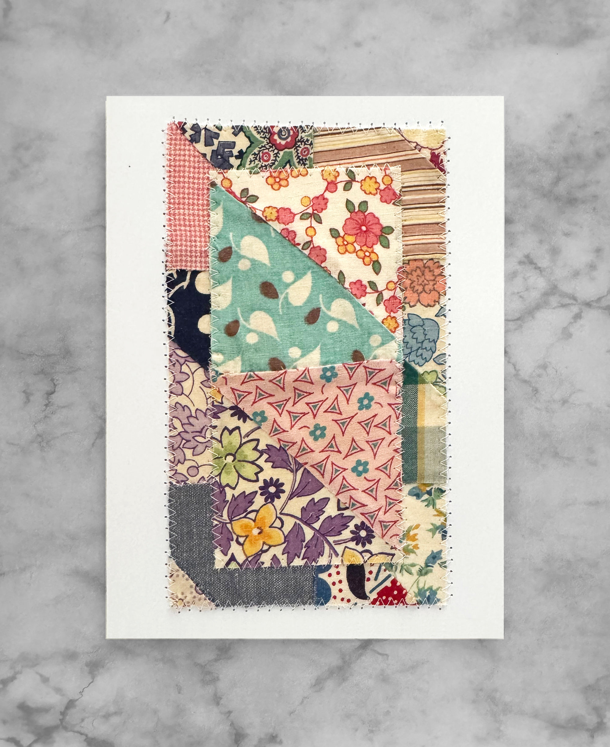 AUNT BEA'S VINTAGE QUILT fiber art greeting card