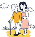 老人に付き添う女性
