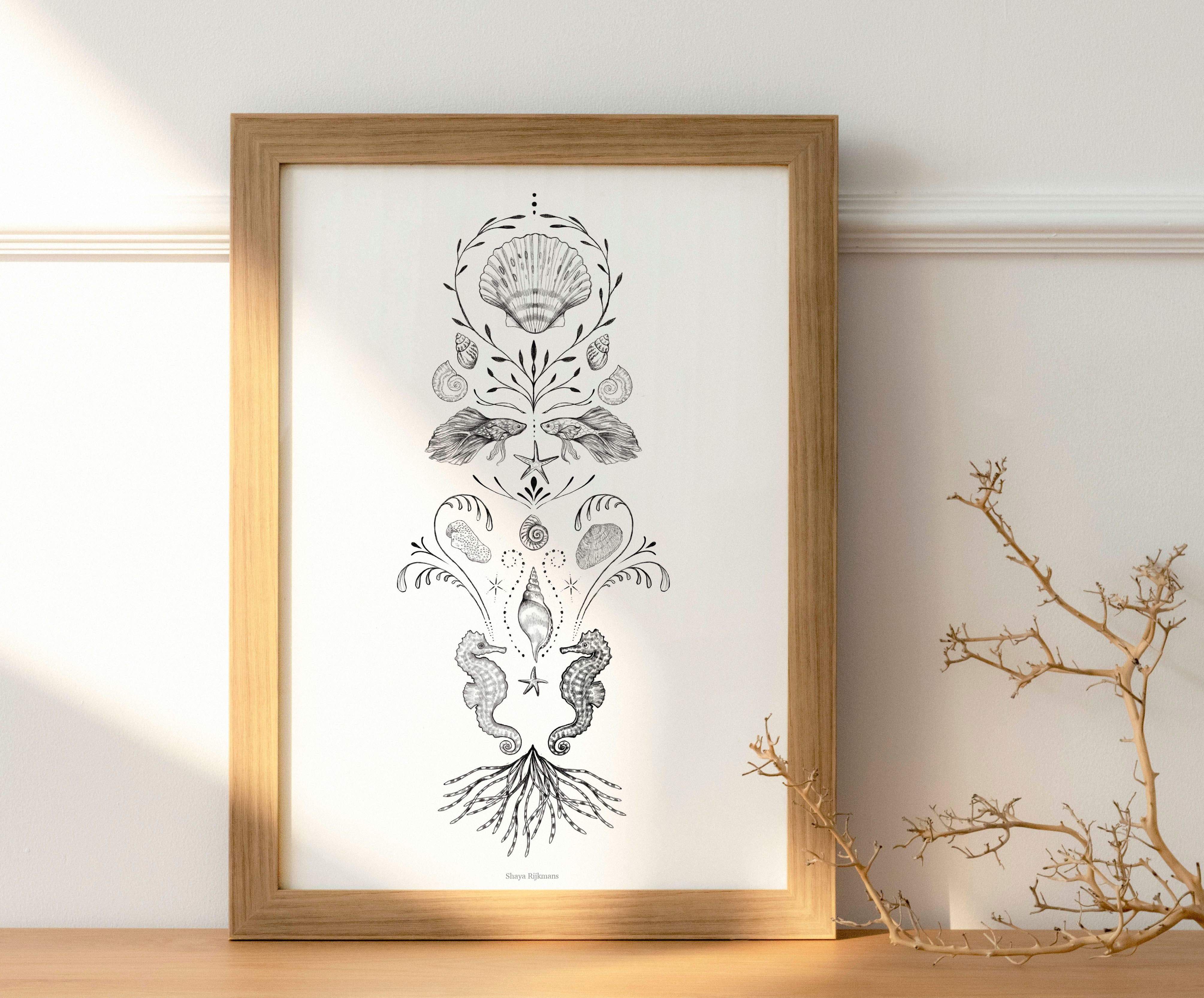 טוטם ים, מנדלת טבע , הדפס מוכן למסגור במגוון גדלים