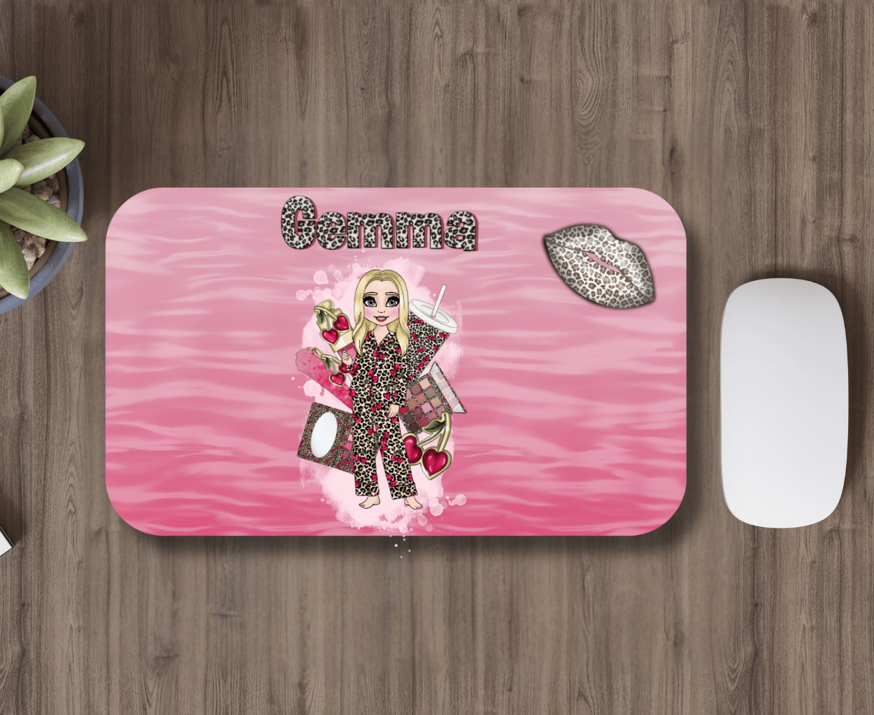 leopard print themed Mouse pad personalised Custom dolly Various sizes available