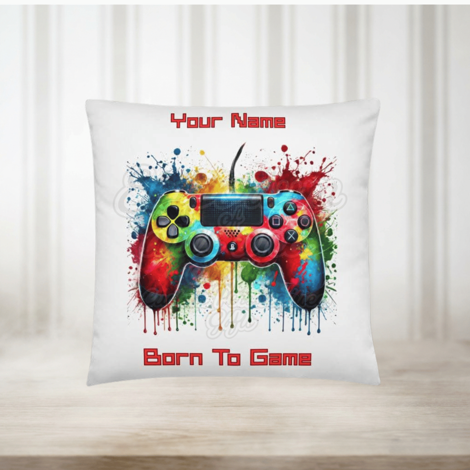 Personalised gaming cushion 40cm x 40cm with controller design
