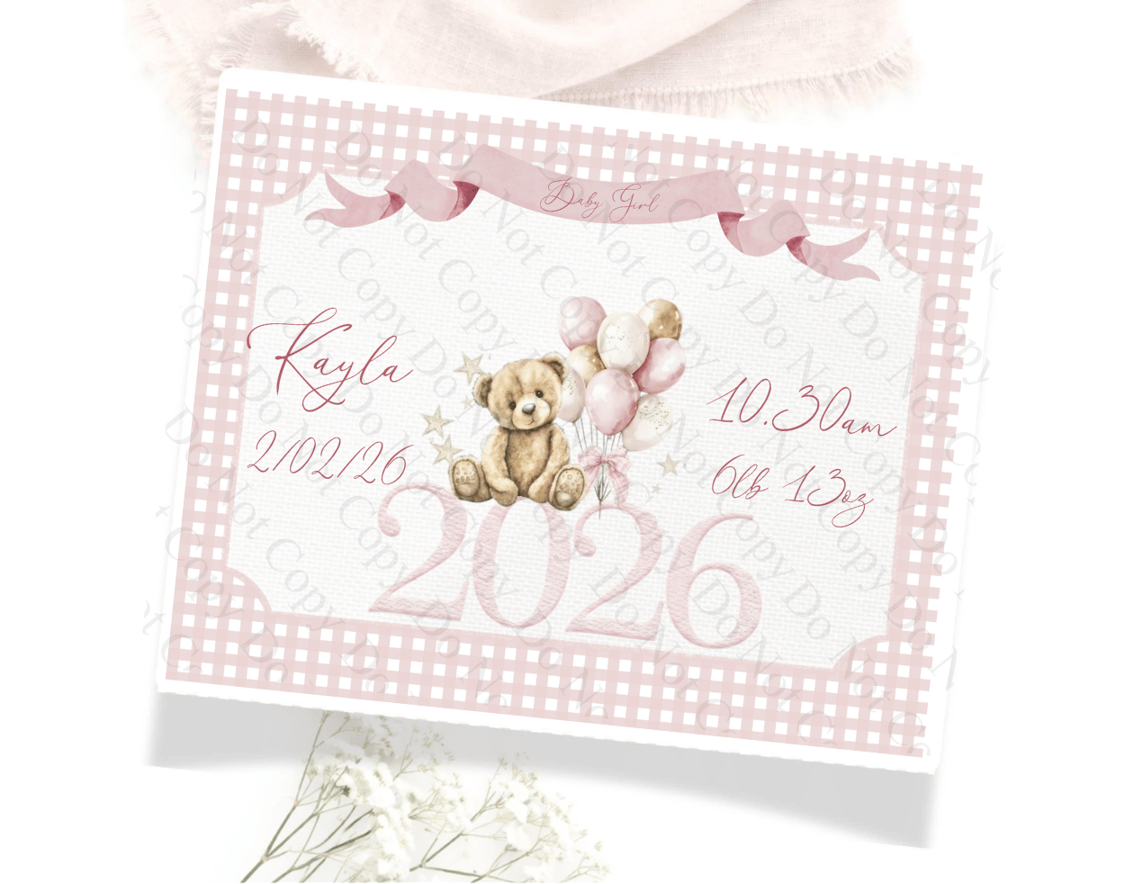 Magnetic new baby keepsake box personalised for Kayla.