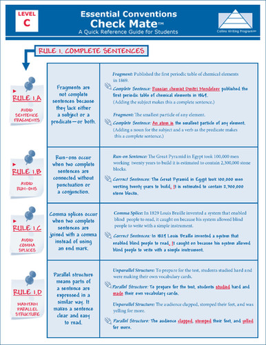 Essential Conventions Check Mate Quick Reference Folders – Level C (Gr ...