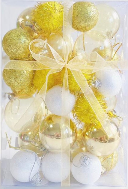 DN BOULE D4/6CM X32 NACREES PASTELS JAUNE/OR/BLANC RODO