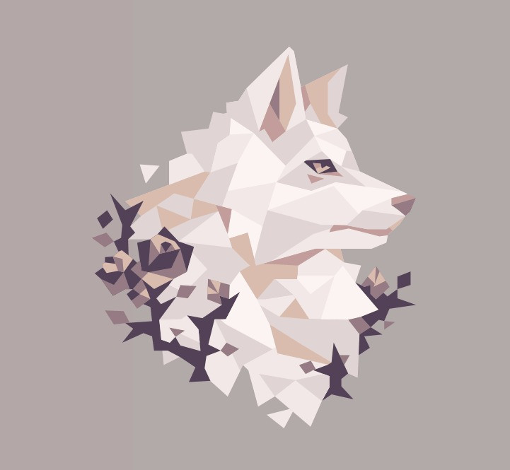 Low Poly Lobo Branco White Wolf