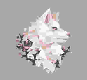 Low Poly Lobo Branco White Wolf