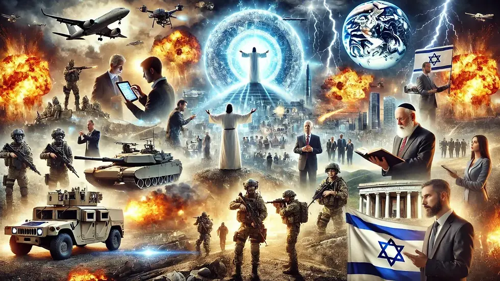 Sinais bíblicos da volta de Jesus representados em composição visual profética