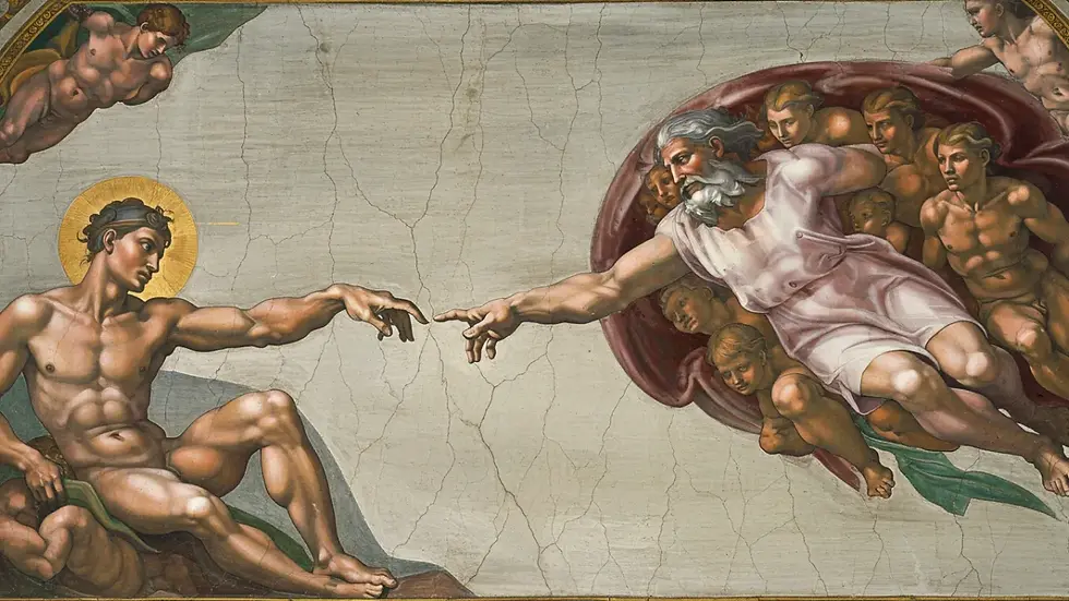 Detalhe do teto da Capela Sistina pintado por Michelangelo sob comissão do Papa Júlio II