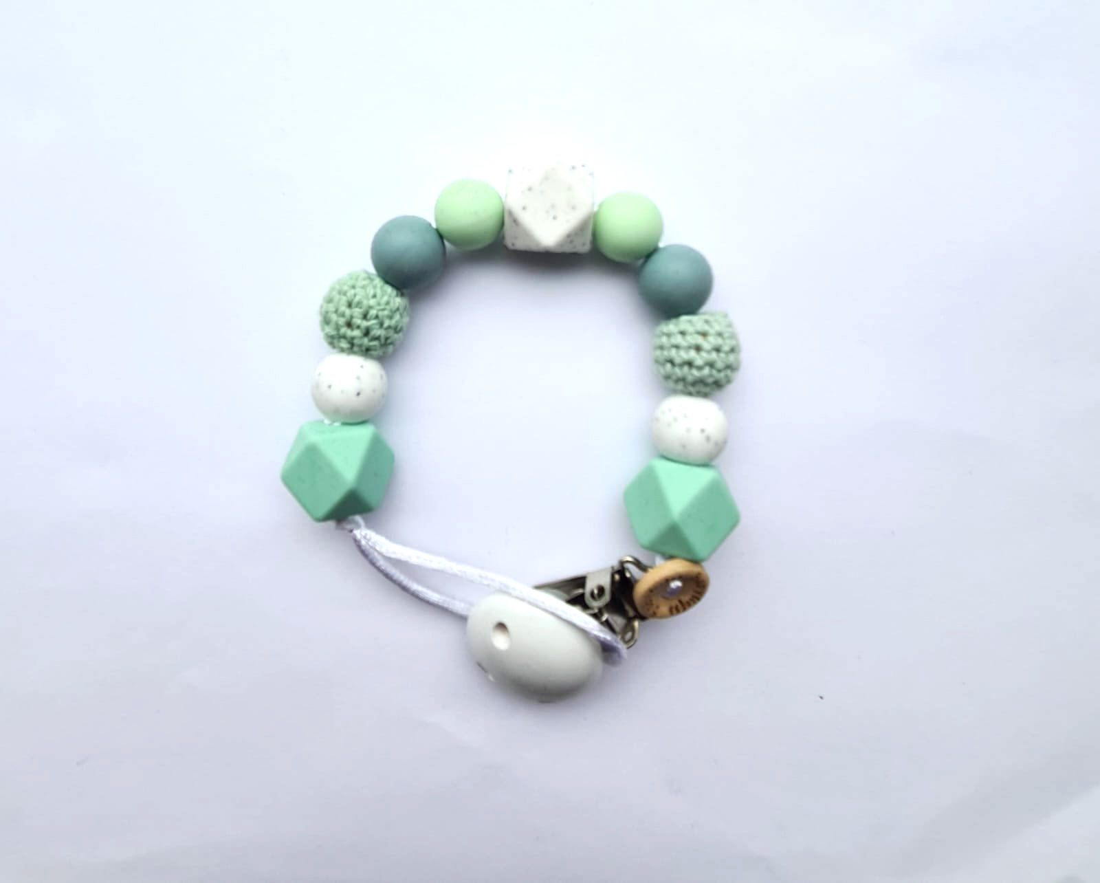 Speenkoord zonder naam - Mintgroen Grijsblauw en Gritty