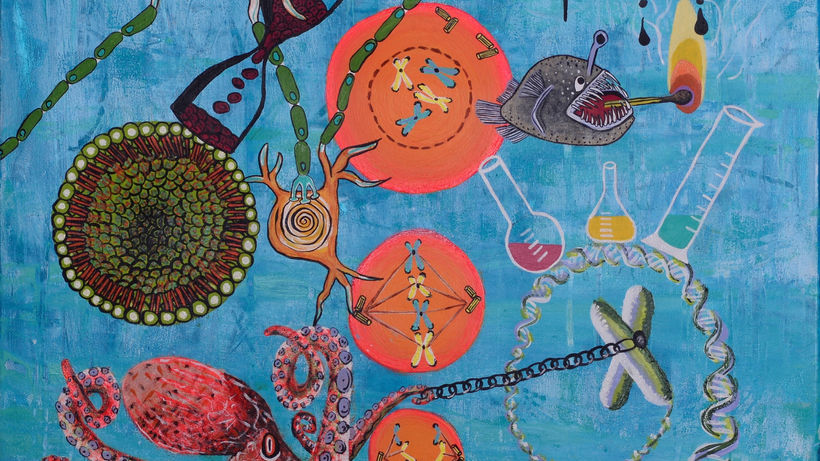 Science inspired artwork of diverse biological motives 