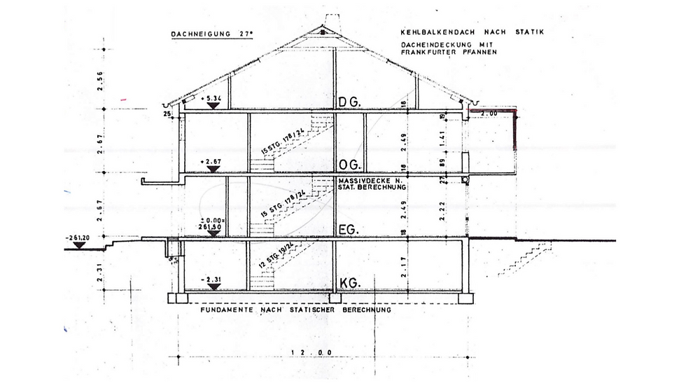 Schnitt Reihenmittelhaus in Schweinfurt