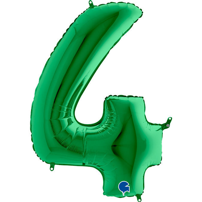 Cijferballon 4 | Groen | 100 cm | Inclusief helium en lintje