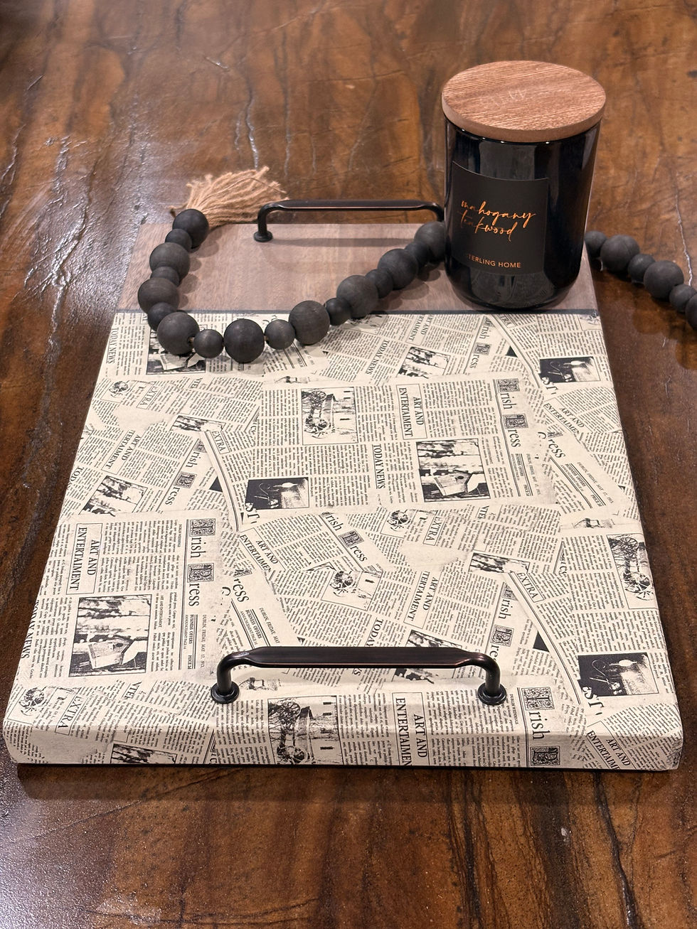 Thumbnail: Newspaper Acacia Wood Decor Table - Table, 12x18
