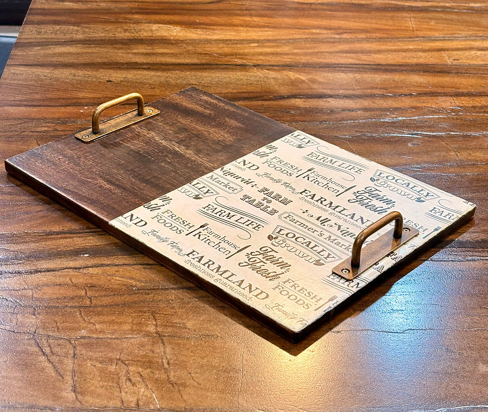 Thumbnail: Farmhouse Copper Acacia Wood Decor Table - Table, 12x18