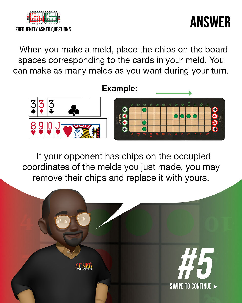 By creating melds and runs, chips corresponding their value are placed onto the Gin-Go board. (FAQ #5)
