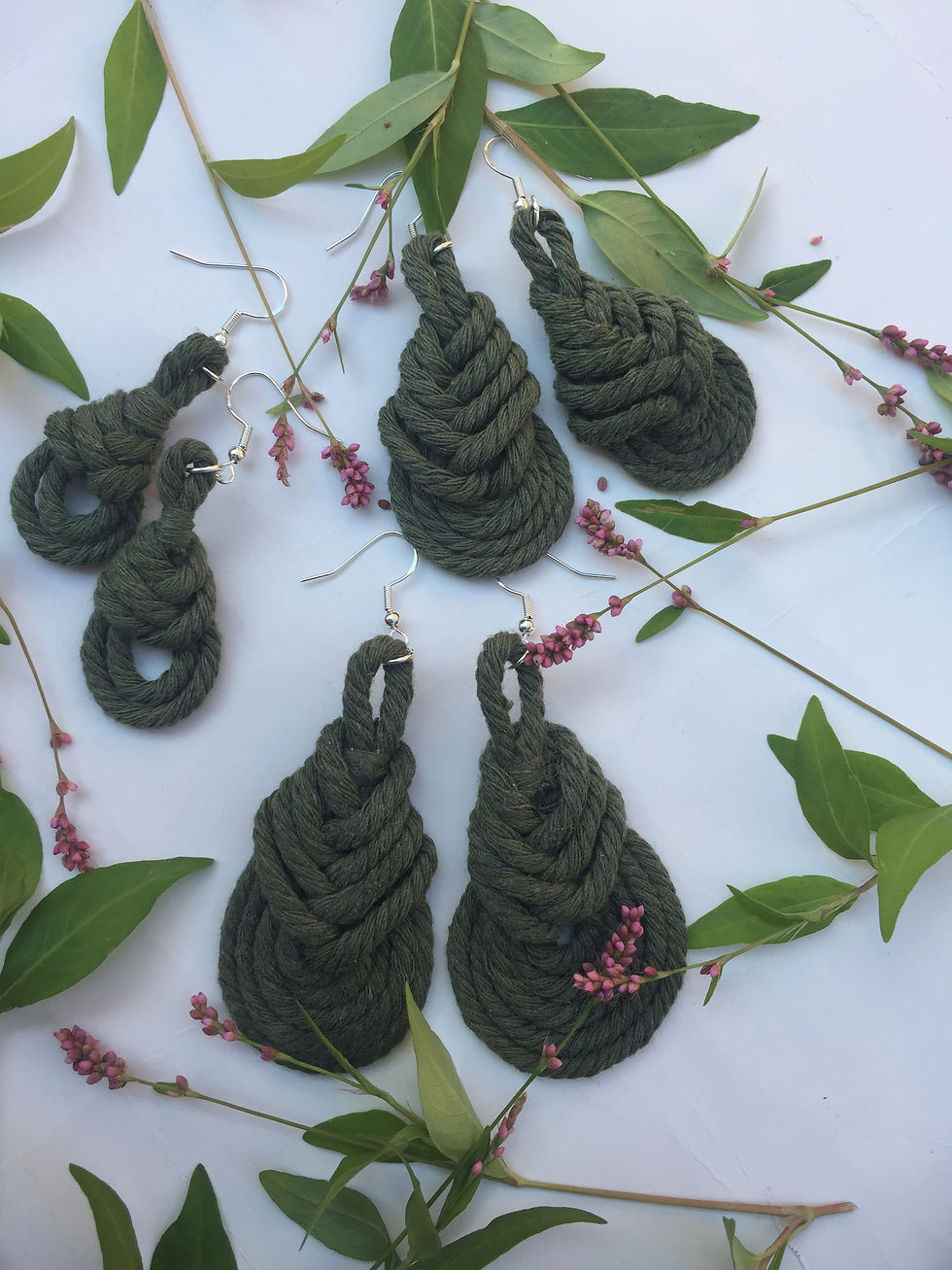 Miniature : Boucles d’oreilles Pipas vert nature