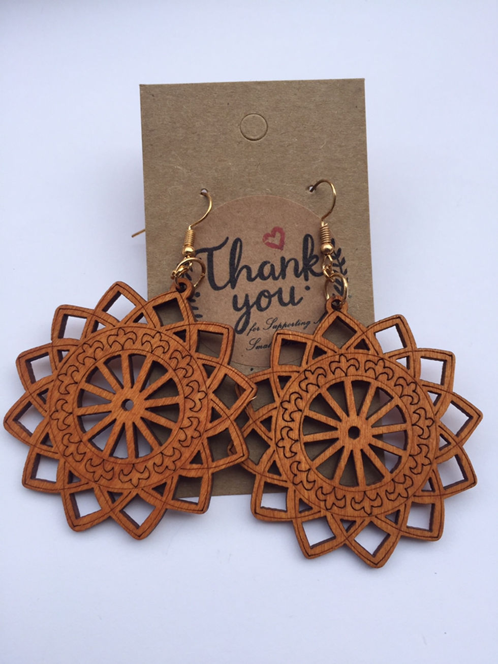 Miniature : Boucles d’oreilles en bois nature 